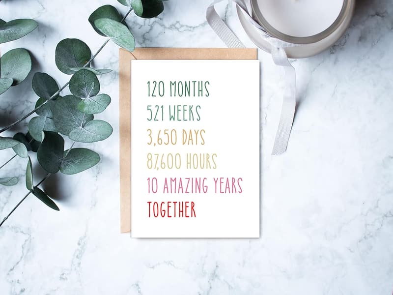 10th Anniversary Card - Funny 5x7 Card for Couples