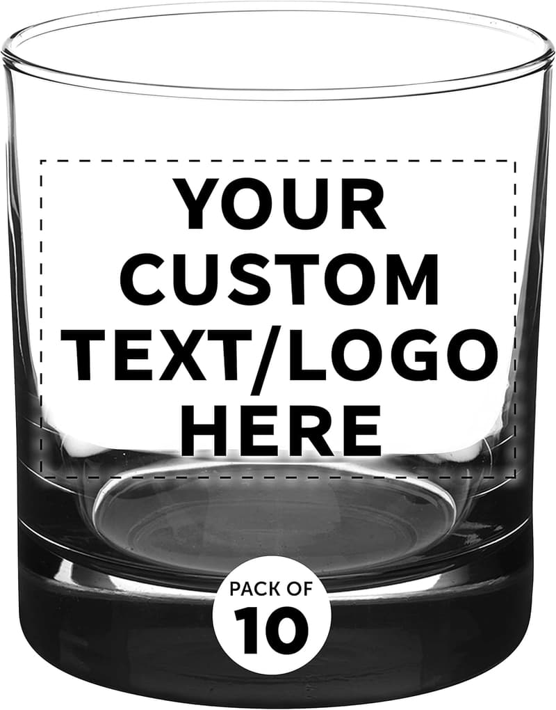 Personalized 10 oz. Whiskey Glasses Set - Bulk Pack of 10