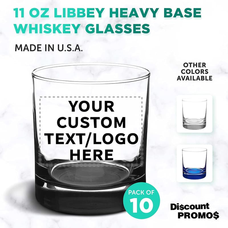 Personalized 10 oz. Whiskey Glasses Set - Bulk Pack of 10