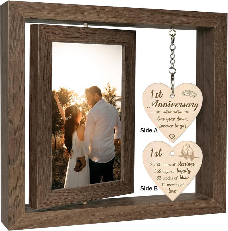 1st Anniversary Picture Frame for Couples, Holds Two 4x6 Photos