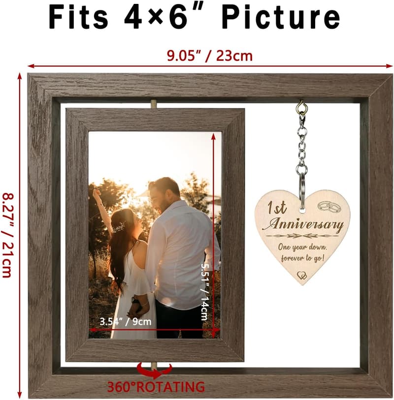 1st Anniversary Picture Frame for Couples, Holds Two 4x6 Photos
