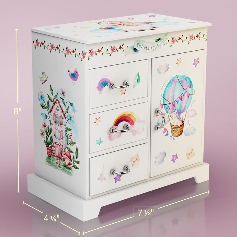 Unicorn Musical Jewelry Box for Girls Ages 3-8 - Birthday Gift