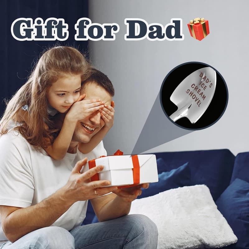 Funny Engraved Stainless Steel Ice Cream Spoon for Dad