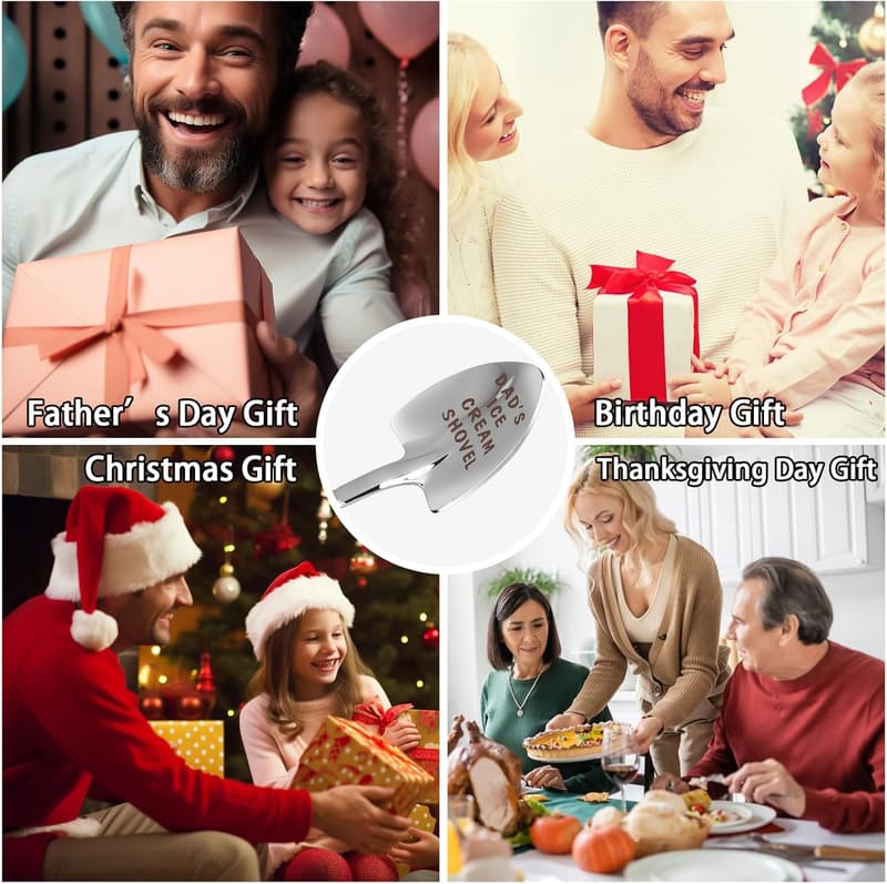 Funny Engraved Stainless Steel Ice Cream Spoon for Dad