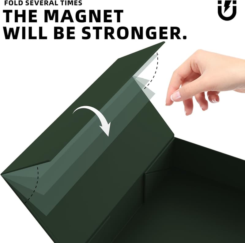 Collapsible Gift Box with Magnetic Closure - Forest Green
