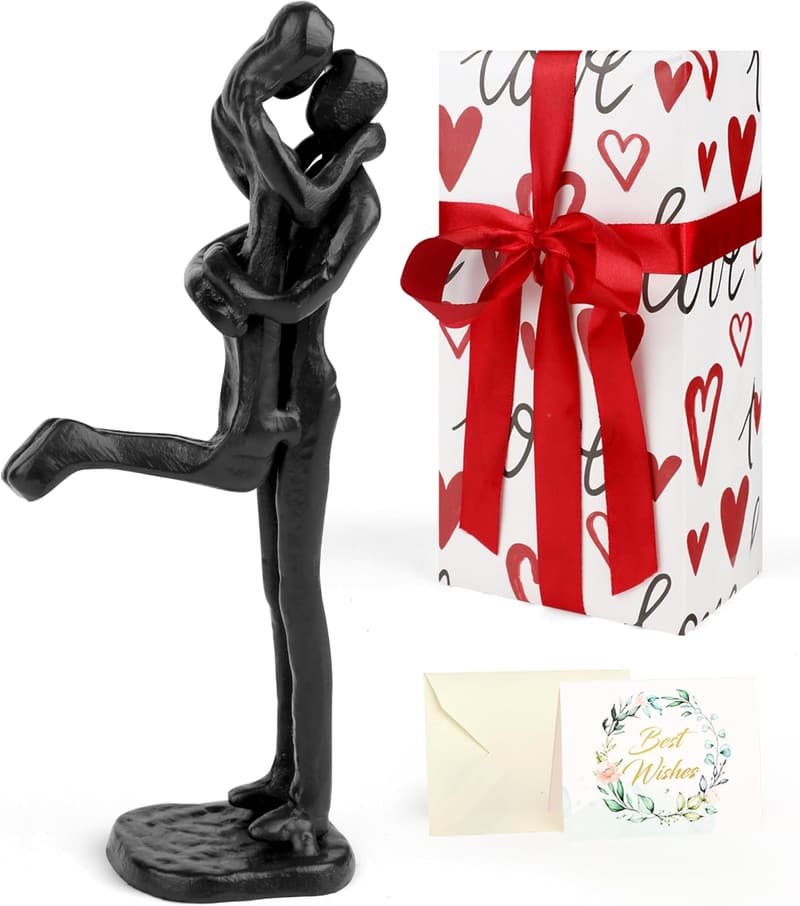 Wedding Anniversary Black Metal Couple Sculpture