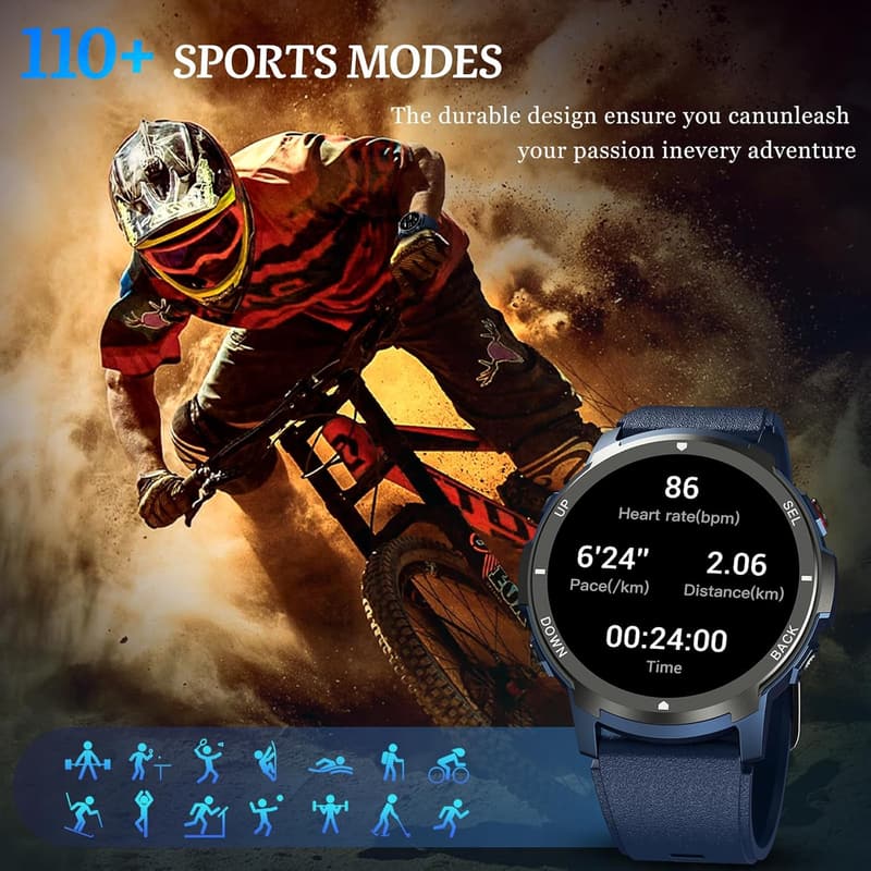 Waterproof Fitness Smartwatch with 110 Modes for Android & iPhone