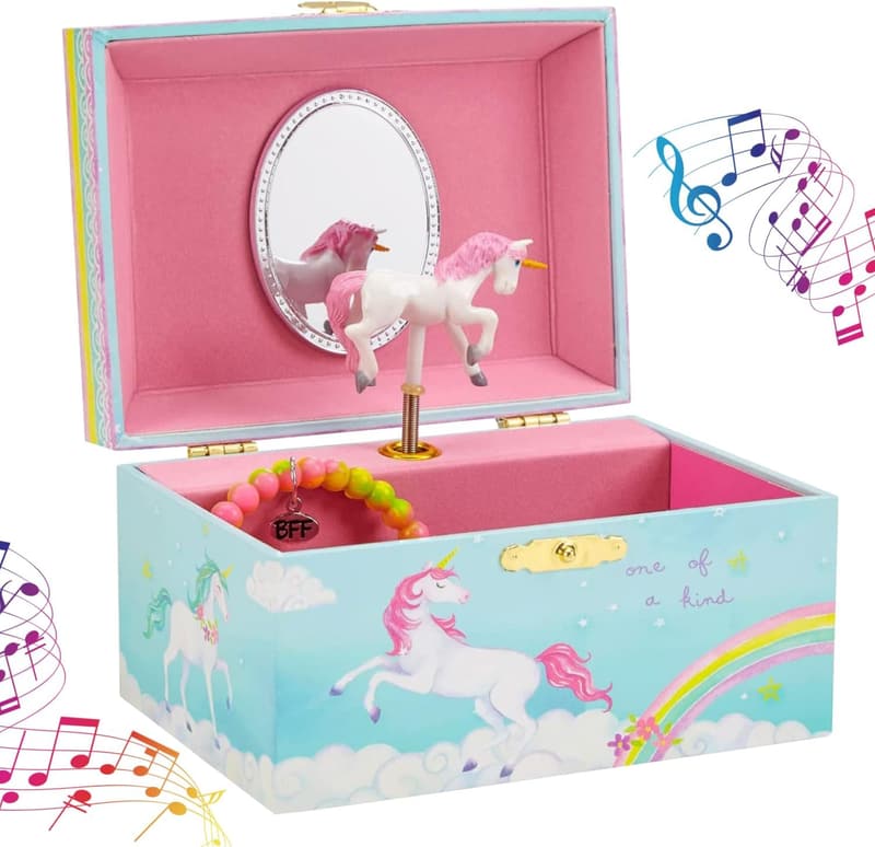 Girls' Unicorn Musical Jewelry Box - Ideal Gift for 5-Year-Olds