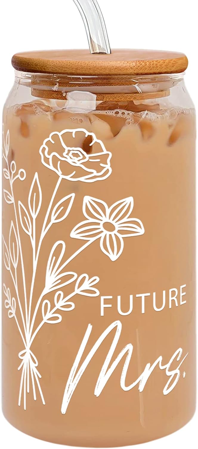 Bridal Shower Gift - 16 Oz Can Glass for Bride-to-Be