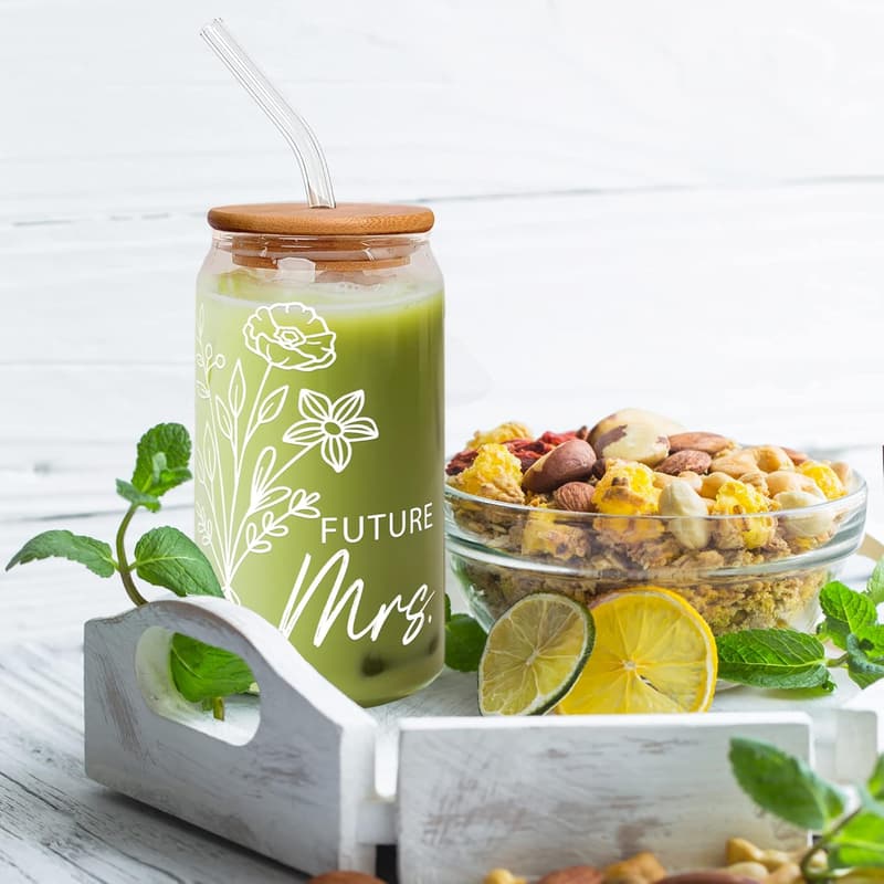 Bridal Shower Gift - 16 Oz Can Glass for Bride-to-Be