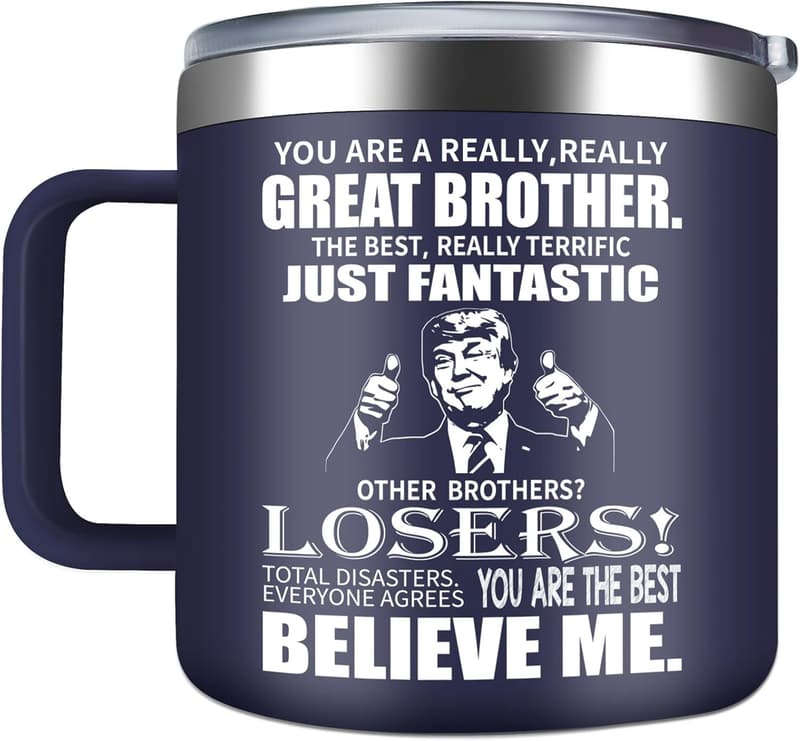 Funny Stainless Steel Coffee Mug for Brothers - 14oz Gift