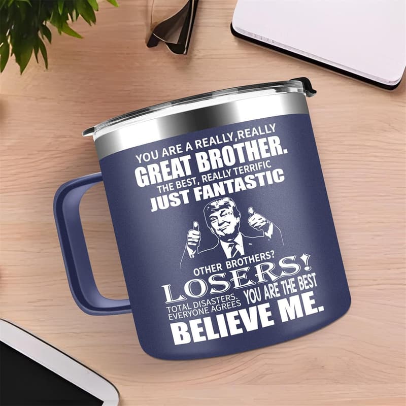 Funny Stainless Steel Coffee Mug for Brothers - 14oz Gift
