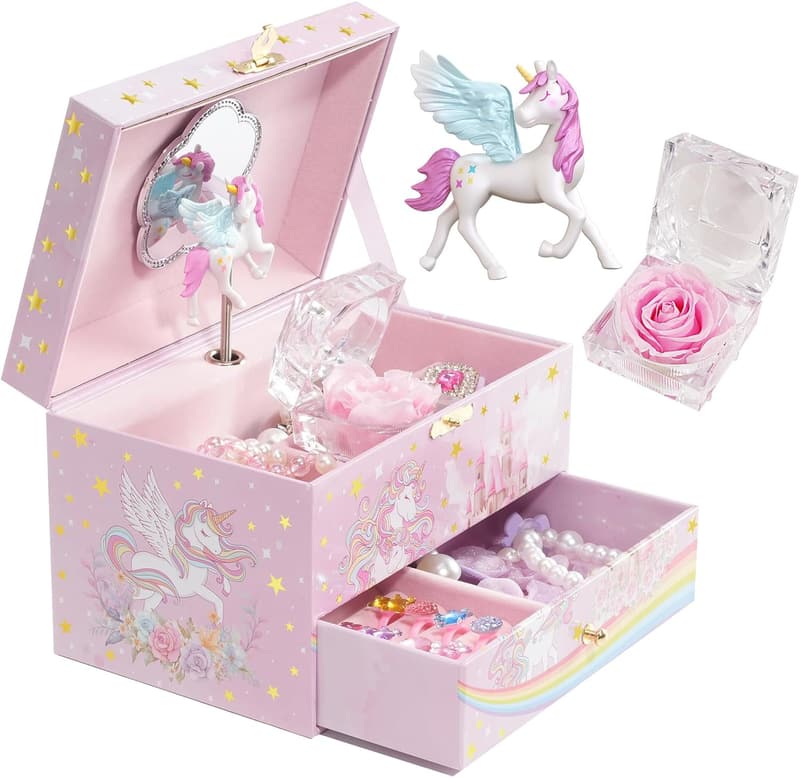 Unicorn Jewelry Box for Girls Aged 2-8 - Kids Organizer Gift