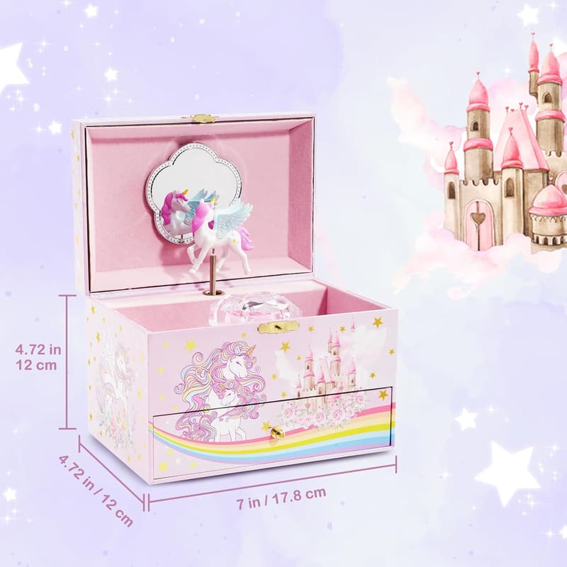 Unicorn Jewelry Box for Girls Aged 2-8 - Kids Organizer Gift