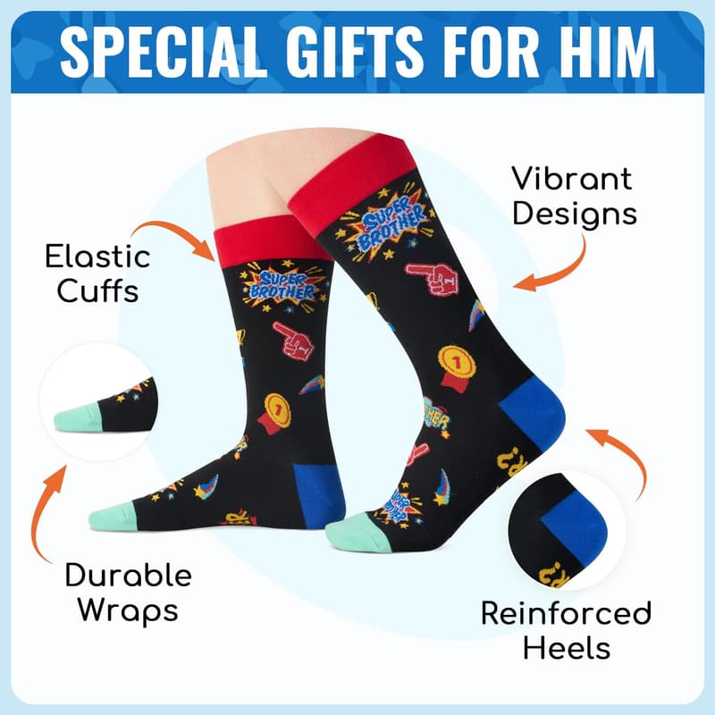 Funny Socks for Him - Novelty Gift for Dad or Brother