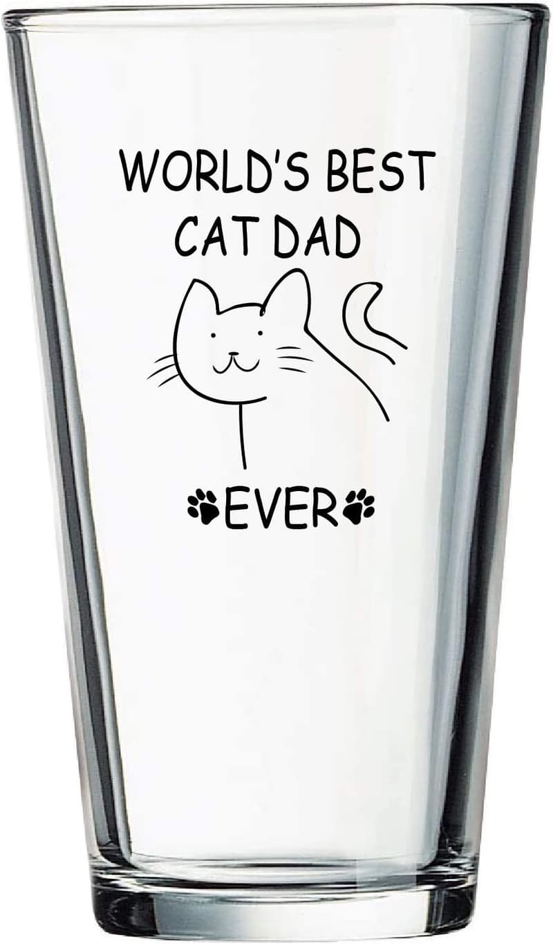 Funny Cat Dad Beer Glass – 15oz Novelty Gift for Father's Day