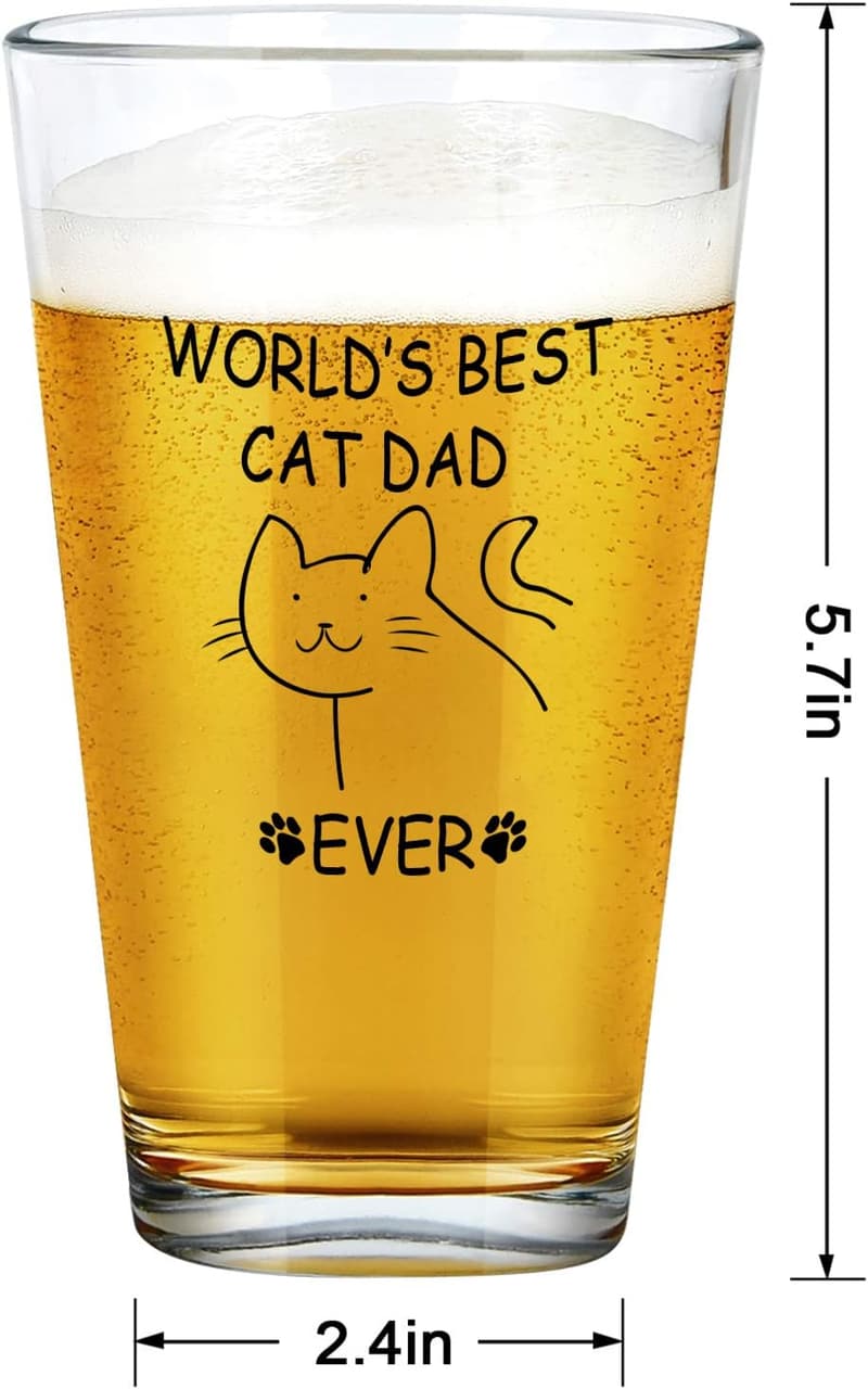 Funny Cat Dad Beer Glass – 15oz Novelty Gift for Father's Day