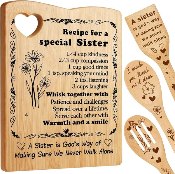 Sister Birthday Gift: Yellow Cutting Board & Utensil Set