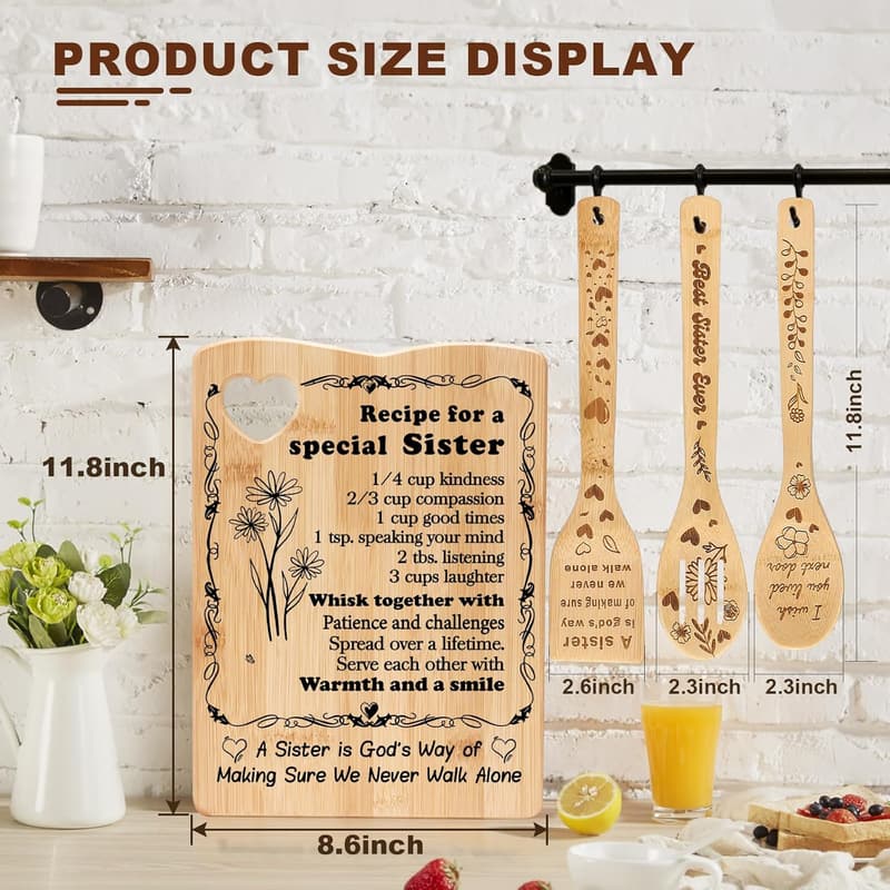 Sister Birthday Gift: Yellow Cutting Board & Utensil Set