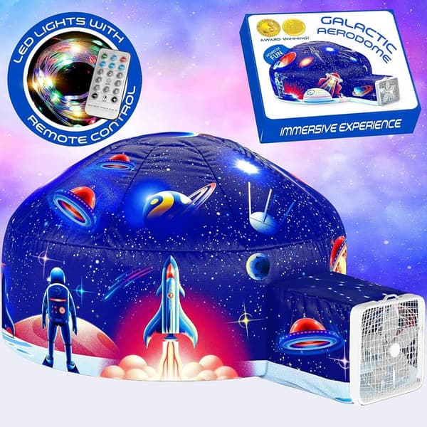 Galactic Inflatable Space Fort for Kids (Ages 3-12) with LED Lights