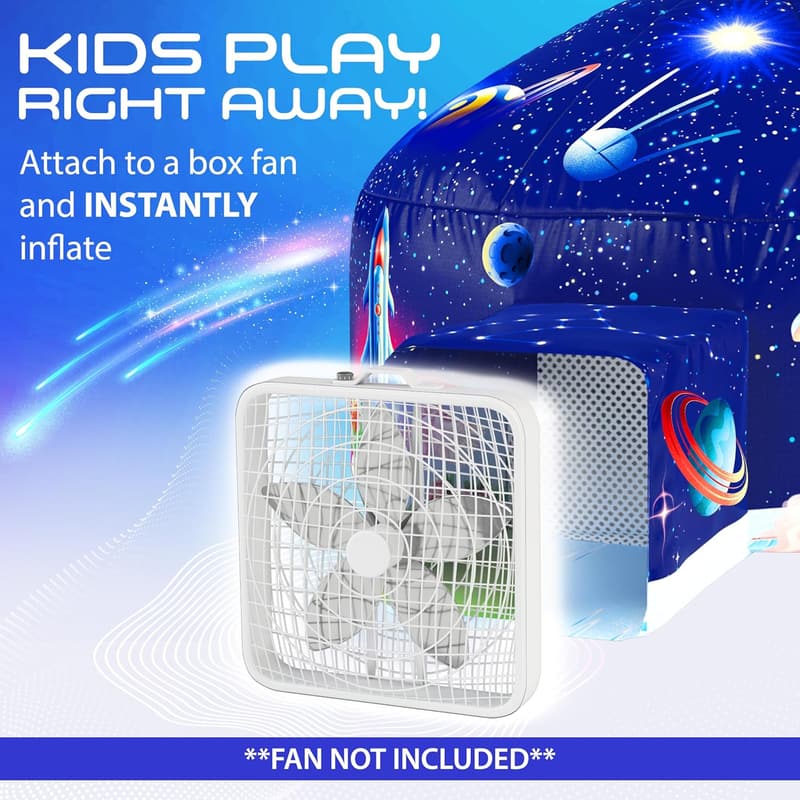 Galactic Inflatable Space Fort for Kids (Ages 3-12) with LED Lights