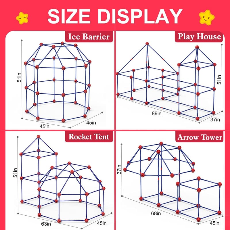 Creative Fort Building Kit - 140 Pcs STEM Toy for Kids