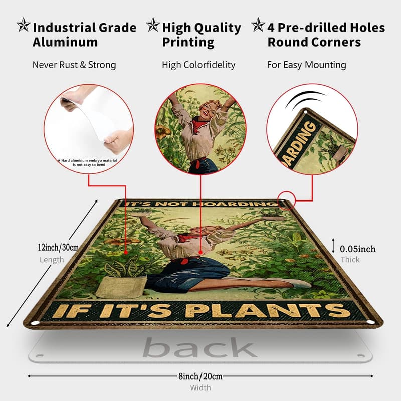 Vintage Garden Signs for Home & Outdoor Decor - 8x12 Inch