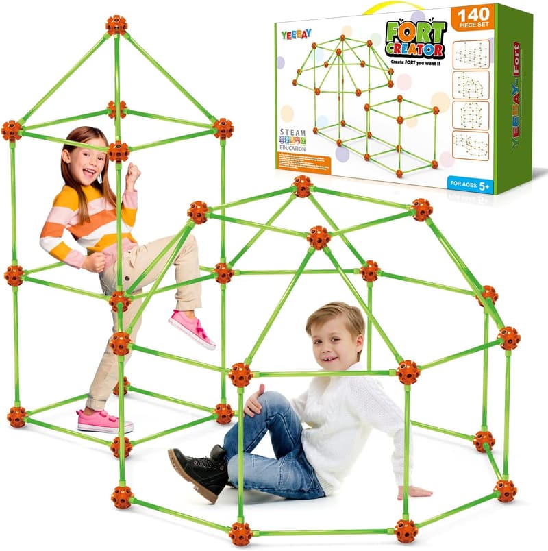 Creative STEM Fort Building Kit for Kids, 140 pcs