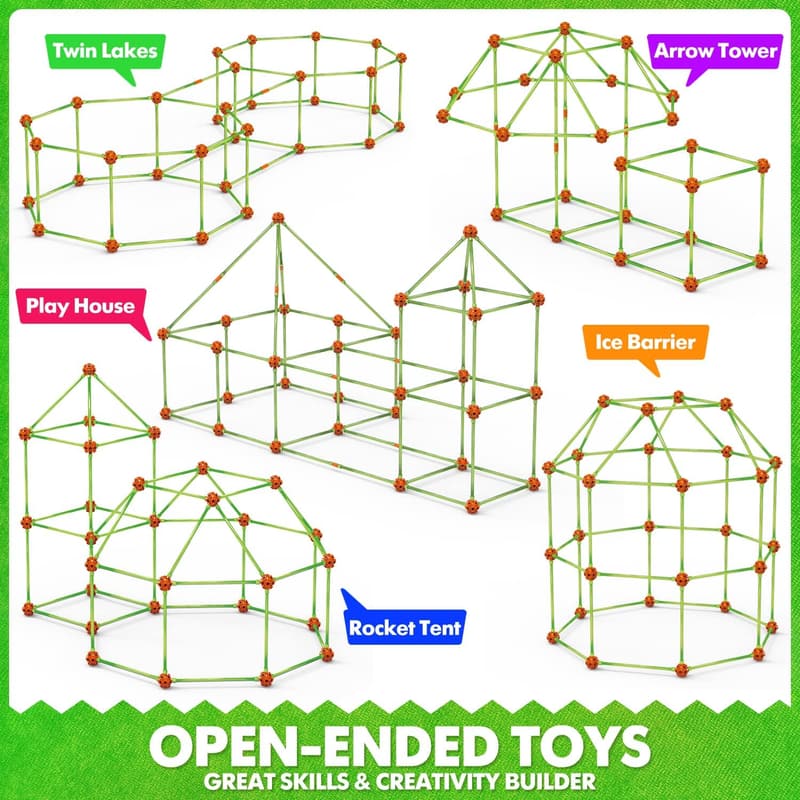 Creative STEM Fort Building Kit for Kids, 140 pcs
