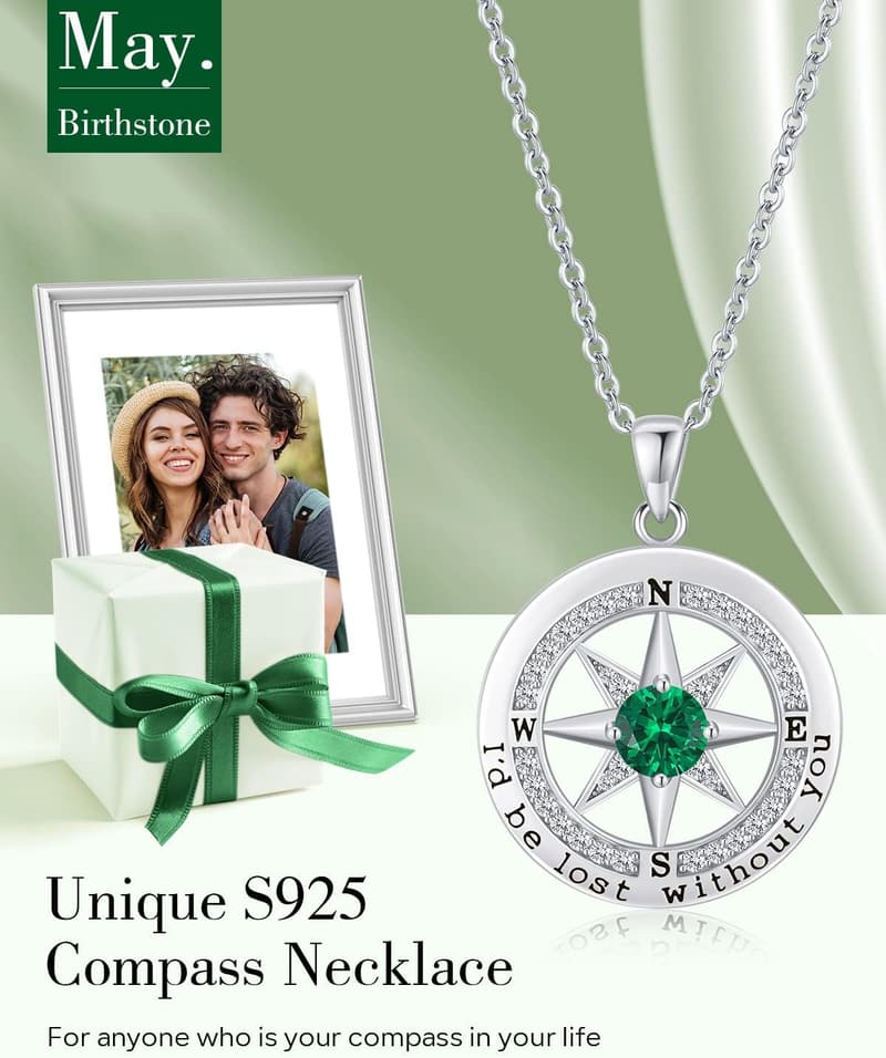 Anniversary Gift for Wife - S925 Compass Necklace