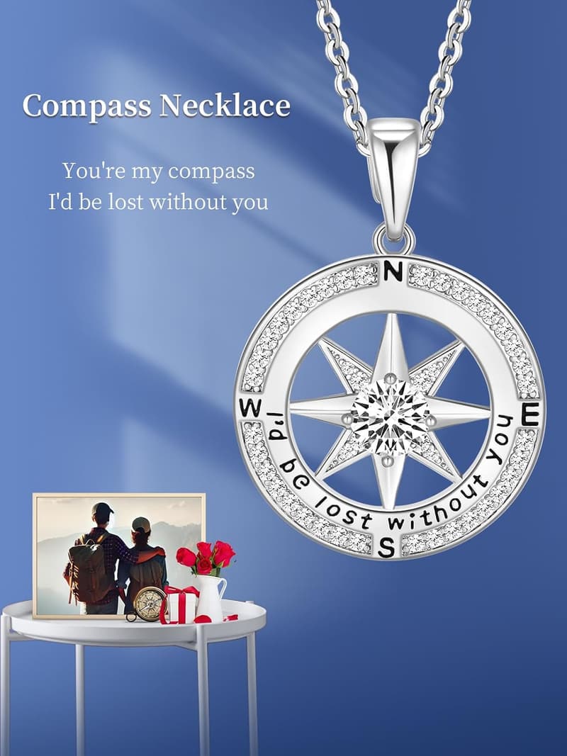 Lost Without You Compass Necklace for Women - 18k Gold Filled