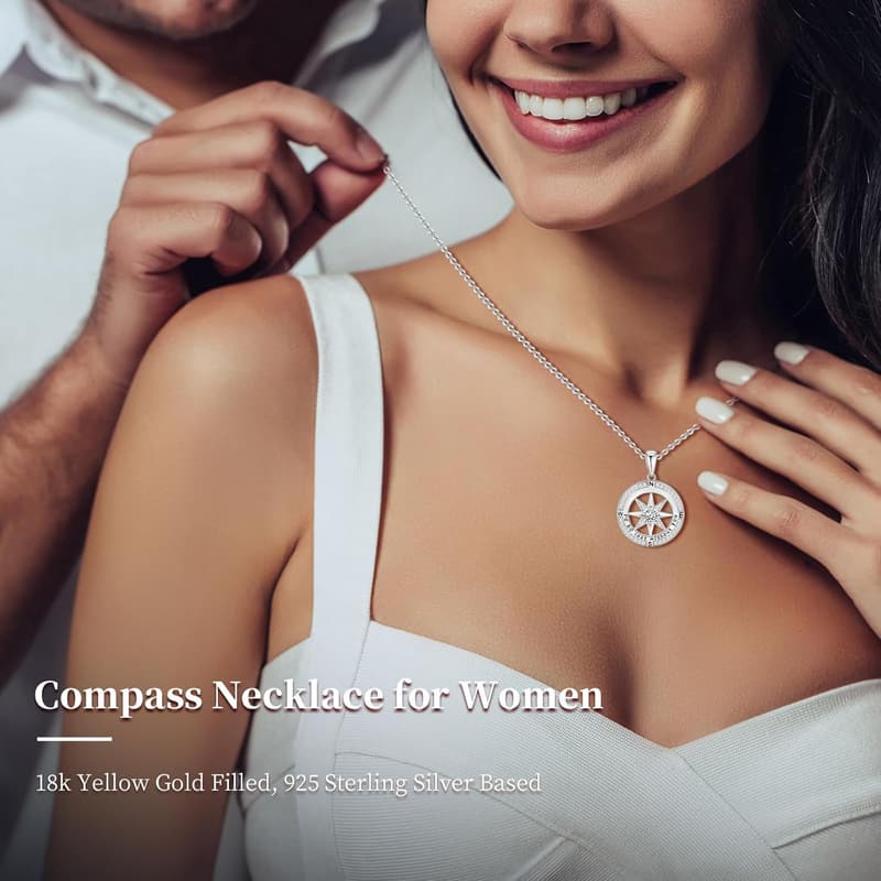 Lost Without You Compass Necklace for Women - 18k Gold Filled