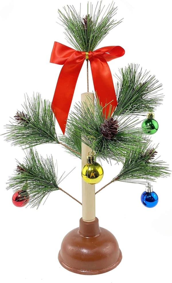 Funny Christmas Tree Toilet Plunger - Gag Gift for White Elephant