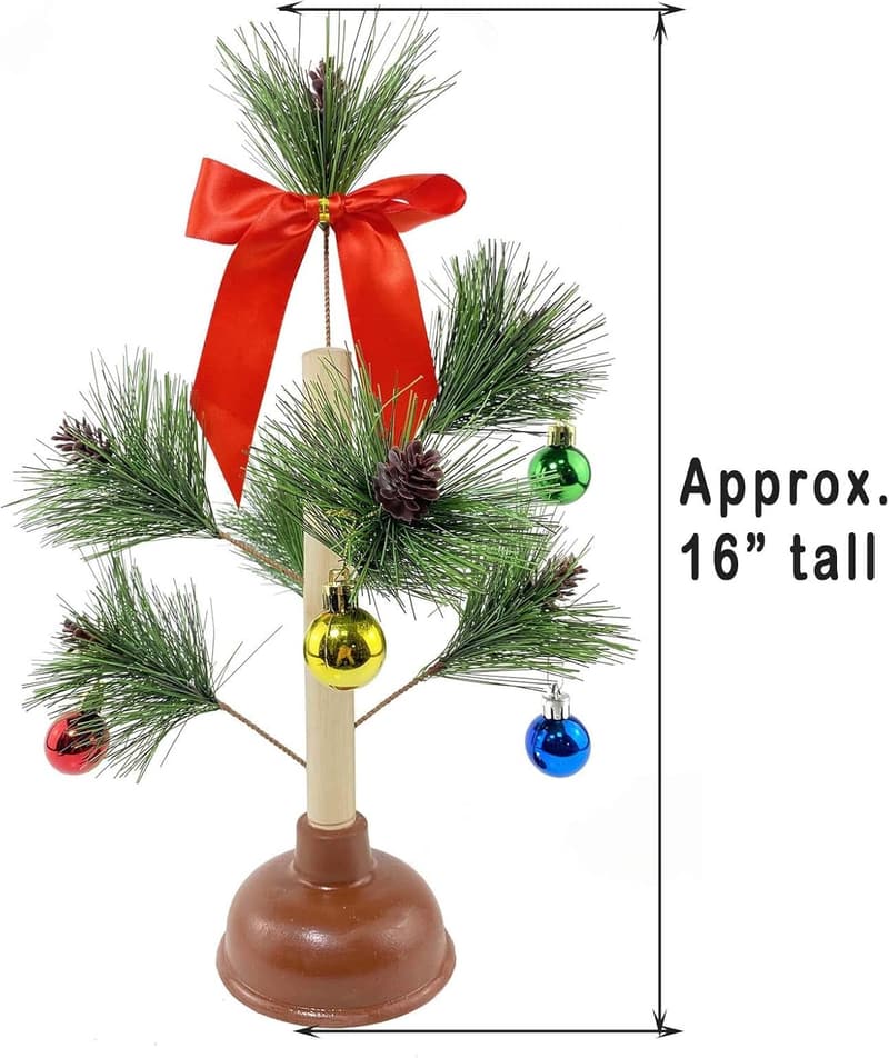Funny Christmas Tree Toilet Plunger - Gag Gift for White Elephant