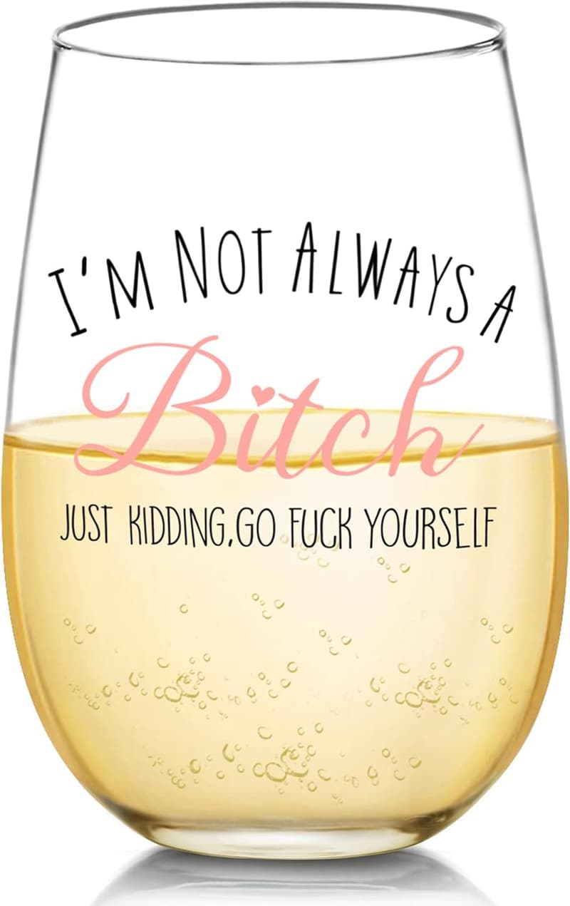 Funny Wine Glass Gift for Women - Unique Birthday & Christmas Present