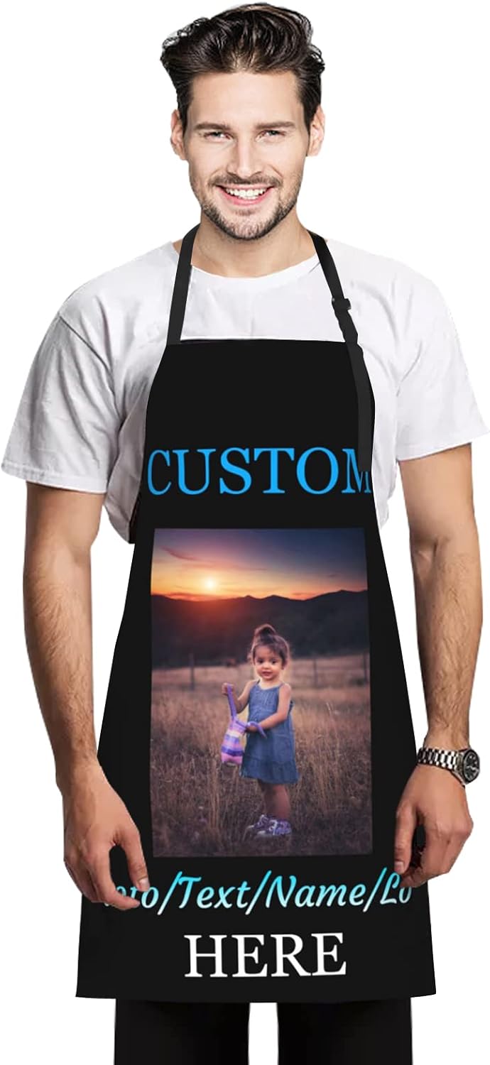 Custom Photo Text Kitchen Apron - Perfect Gift for Cooking