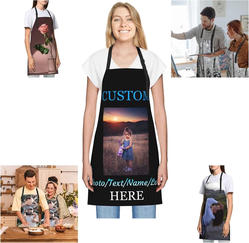 Custom Photo Text Kitchen Apron - Perfect Gift for Cooking