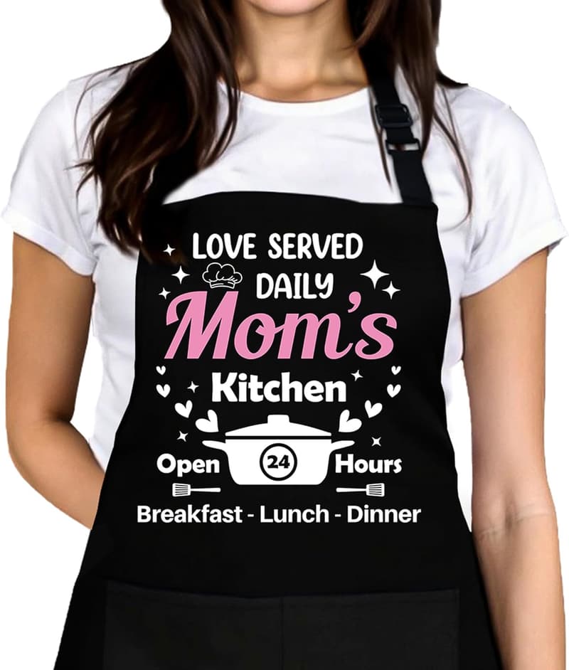Happy Birthday & Mother's Day Mom Apron with Pockets