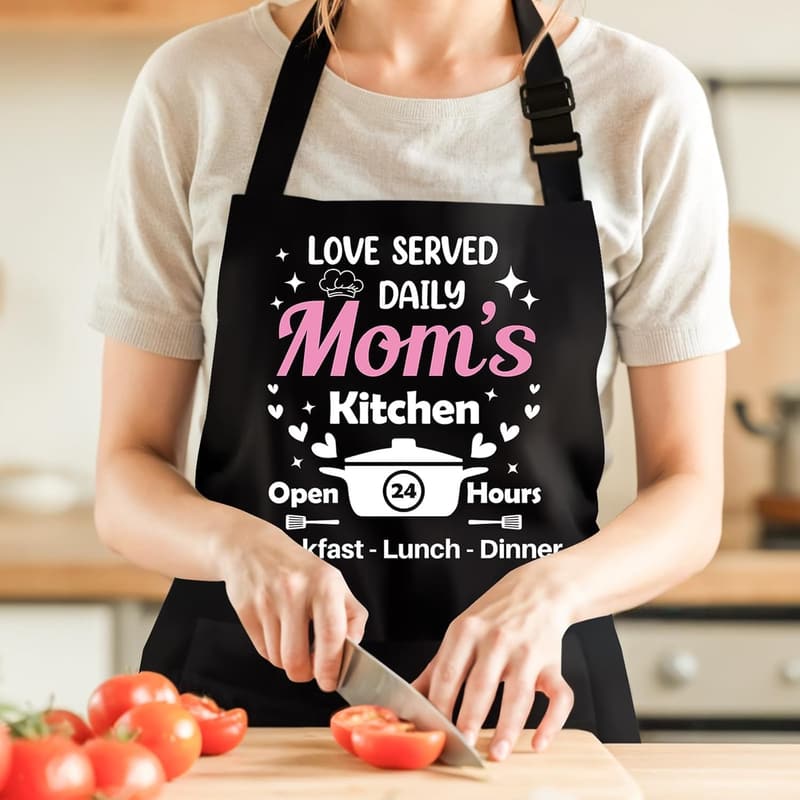 Happy Birthday & Mother's Day Mom Apron with Pockets