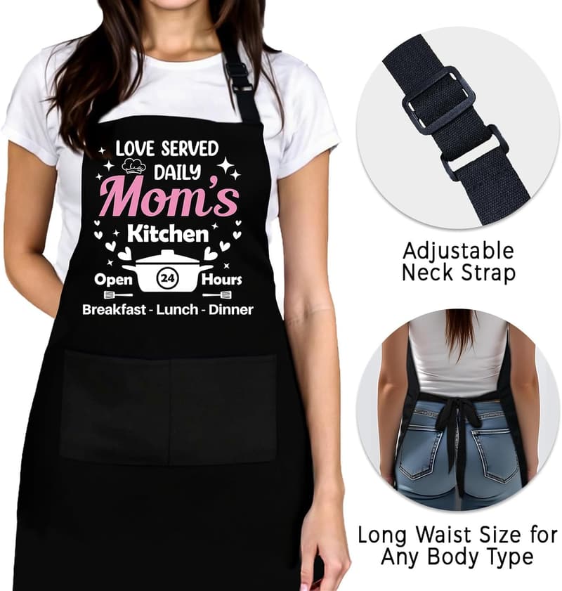 Happy Birthday & Mother's Day Mom Apron with Pockets