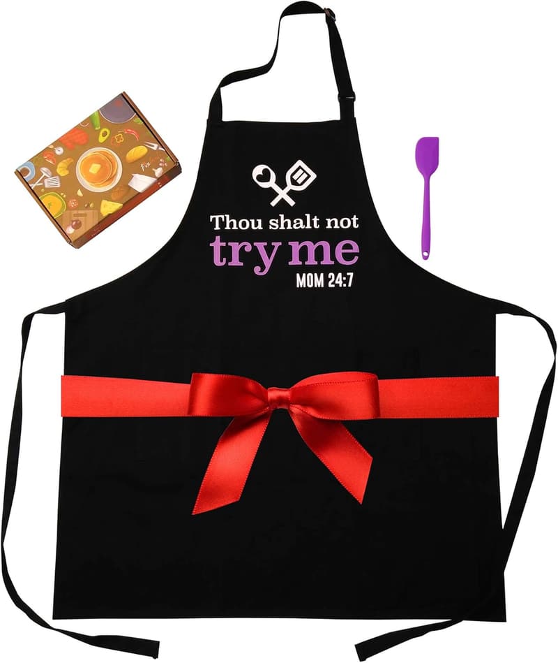 Funny Kitchen Apron for Mom with Spatula and Gift Box