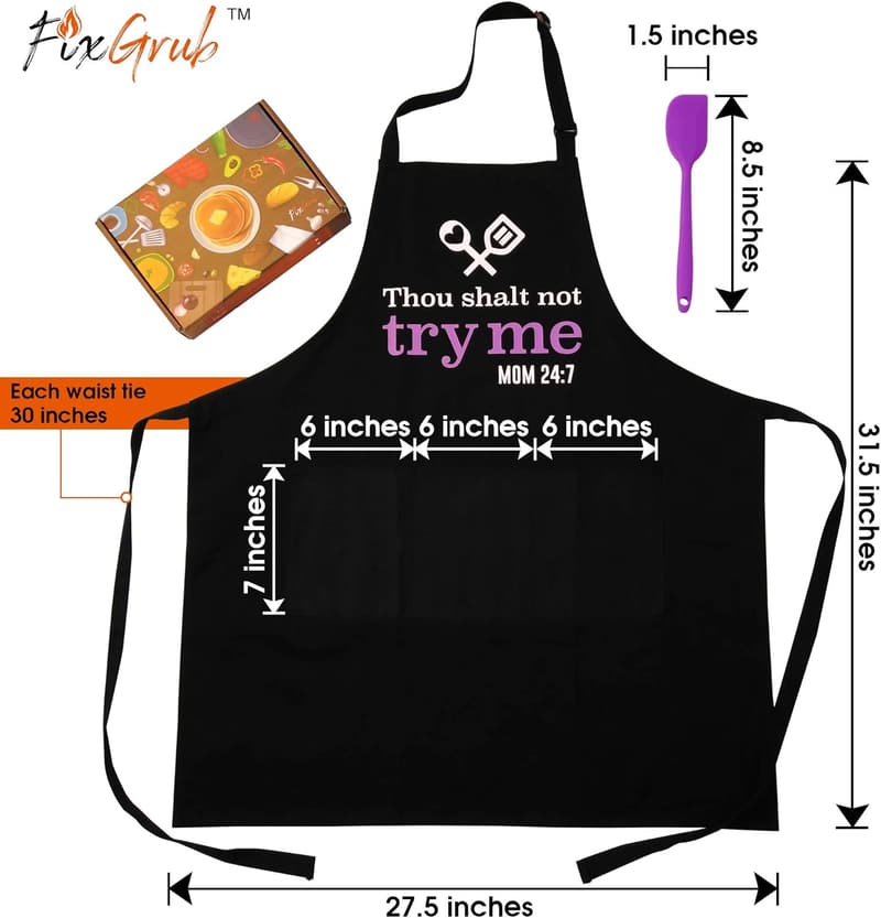 Funny Kitchen Apron for Mom with Spatula and Gift Box