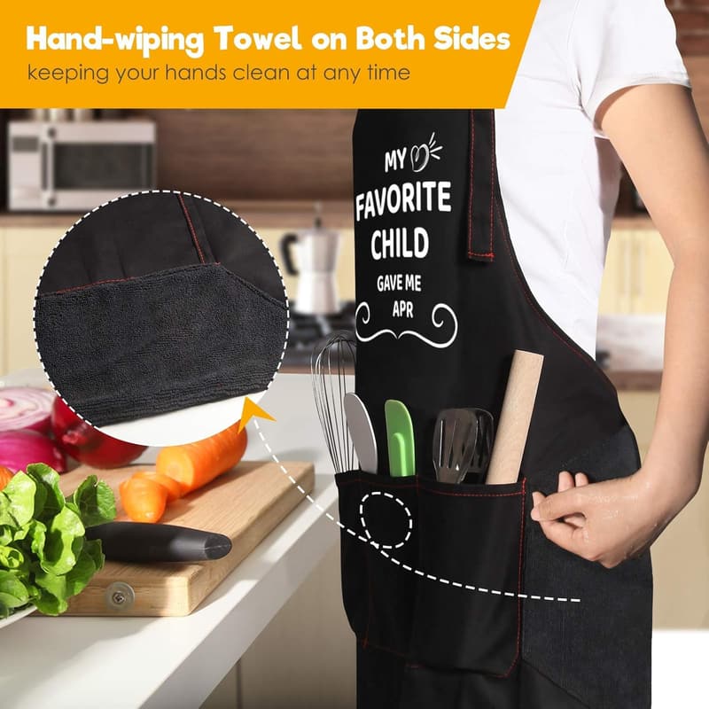 Funny Kitchen Apron with 3 Pockets - Gift for Mom
