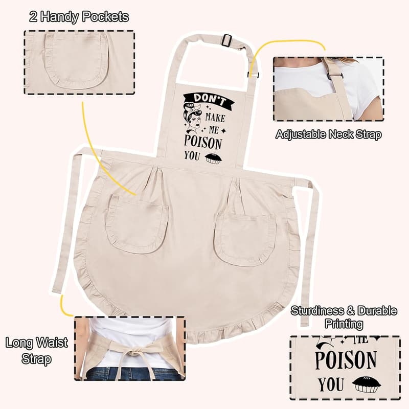 Funny Cooking Apron for Women with Pockets - Perfect Gift for Moms