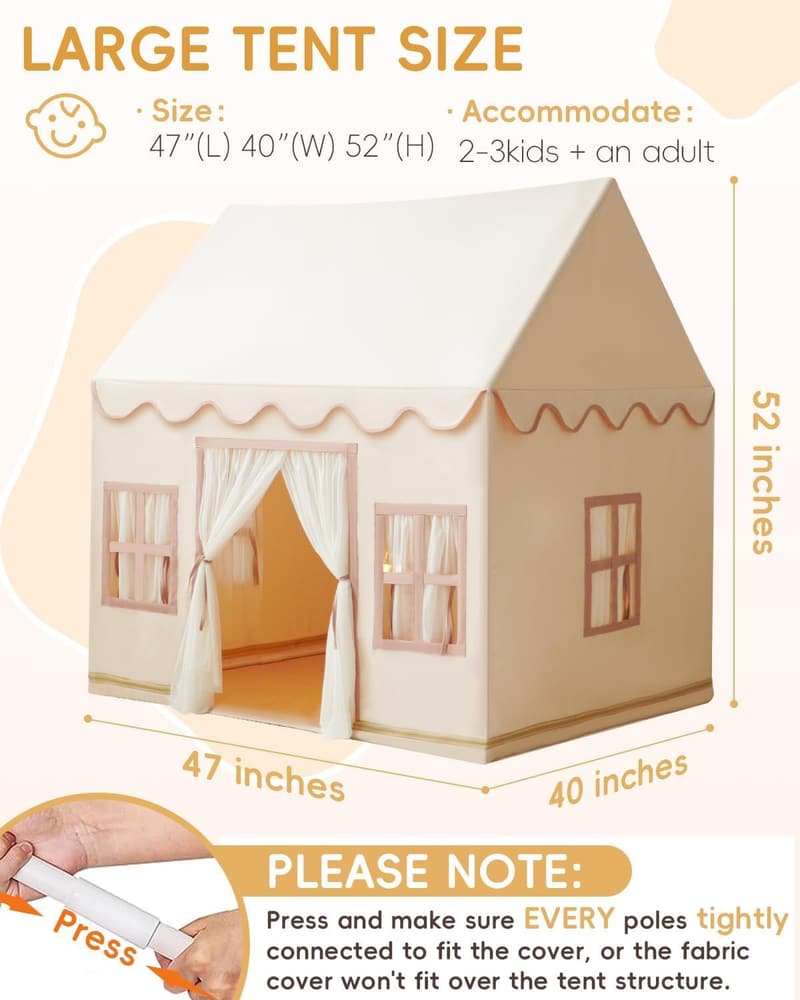 Kids Play Tent Teepee with Star Lights and Tote Bags