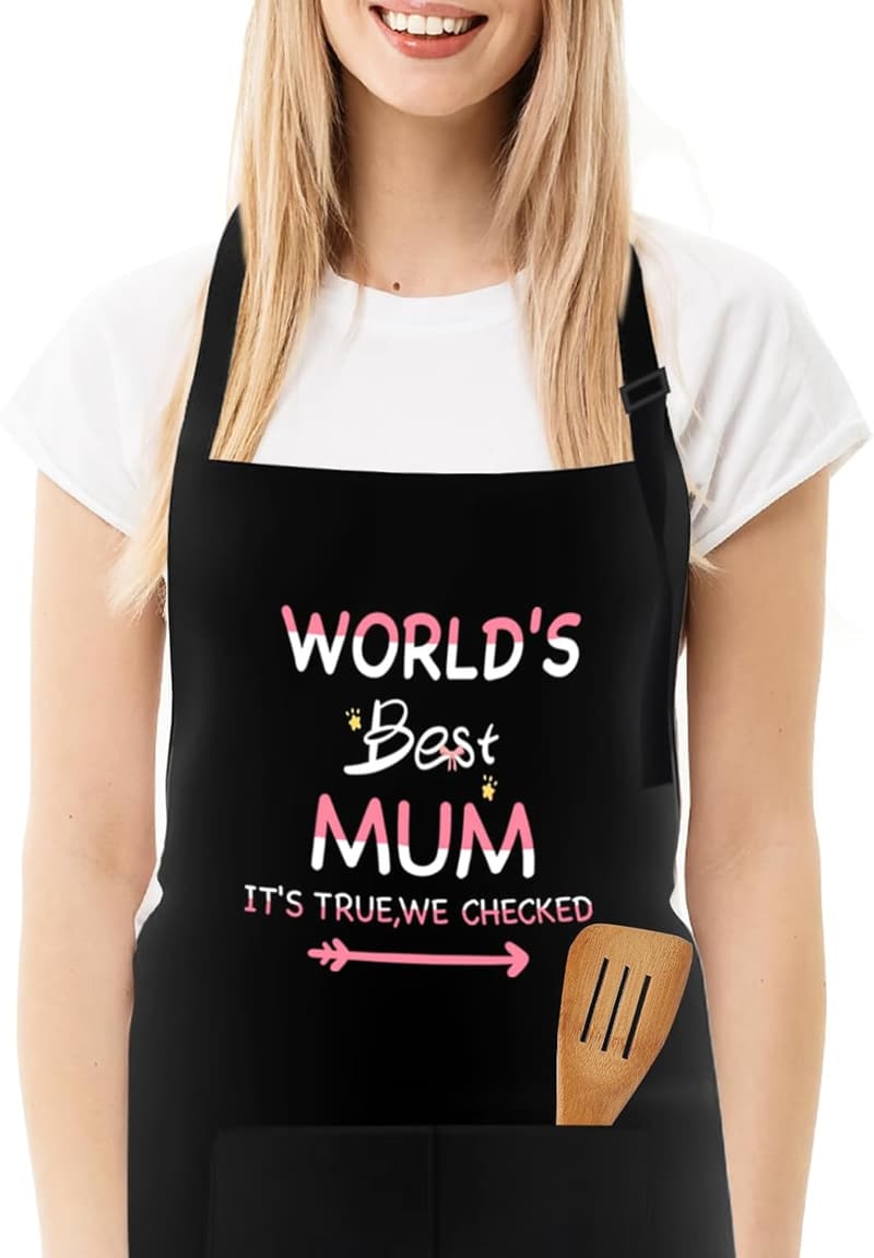Adjustable Black Apron for Mom - Funny Gift for Mother's Day