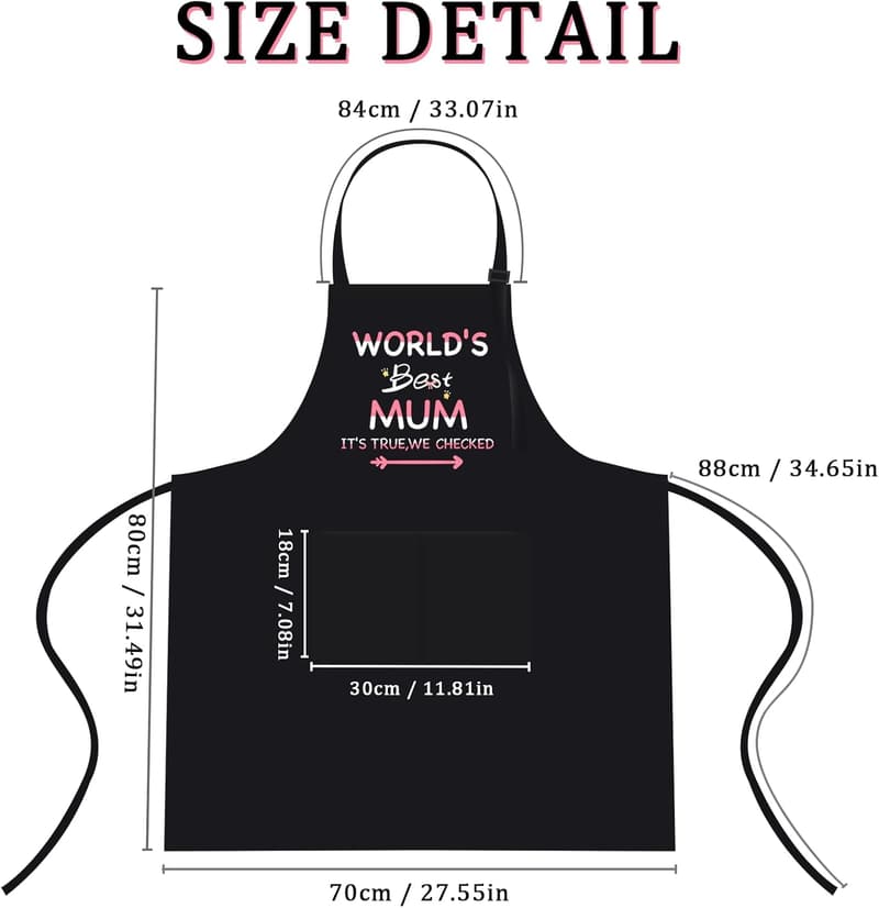Adjustable Black Apron for Mom - Funny Gift for Mother's Day
