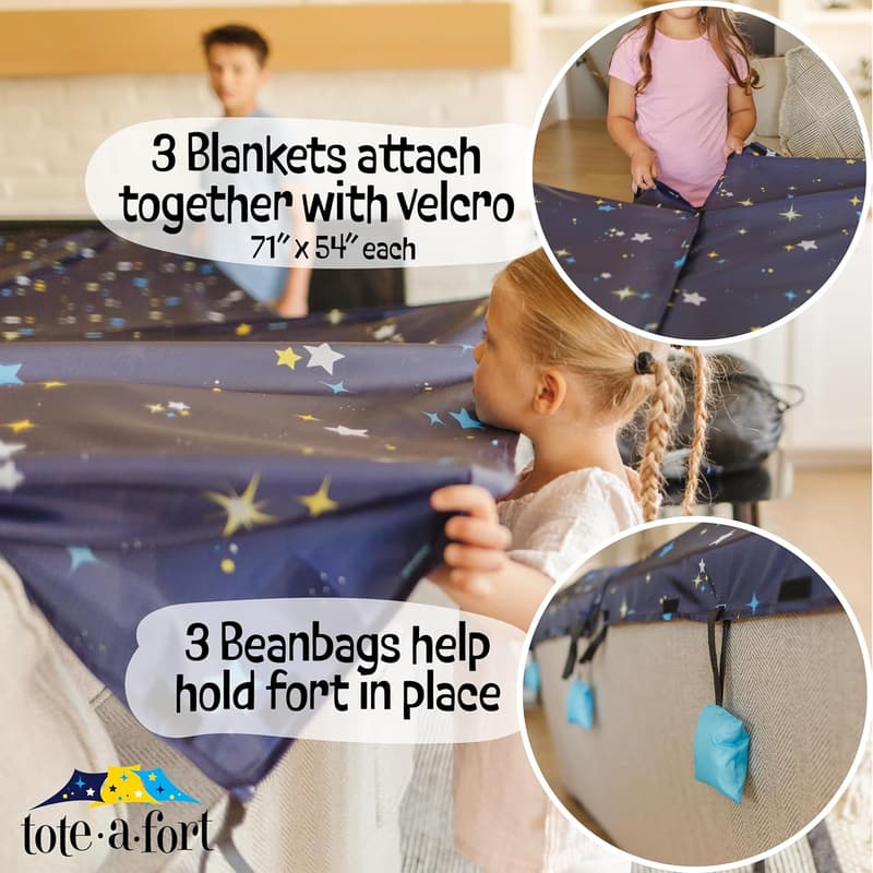 Starry Blanket Fort Building Kit for Kids - Indoor/Outdoor Play Set