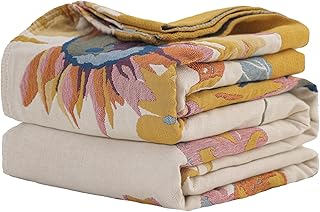 Large Boho Cotton Throw Blanket with Floral Design