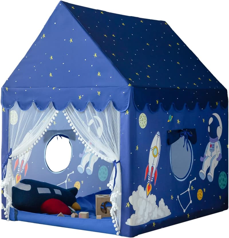 Indoor Play Tent for Kids - Large Blue Spaceship Castle